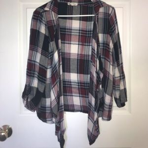 Red Plaid Cardigan with Flow-y Front